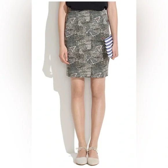 • Madewell • Downtown Skirt Batik Black Size Small Elastic Waist Band Geometric - Picture 3 of 11